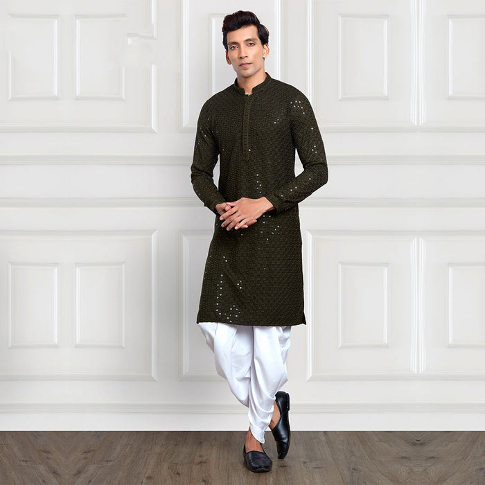 Sequin Bliss Green Kurta Set