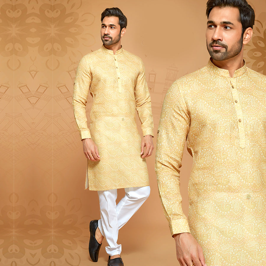Mustard Yellow Hue Paisley Printed Kurta