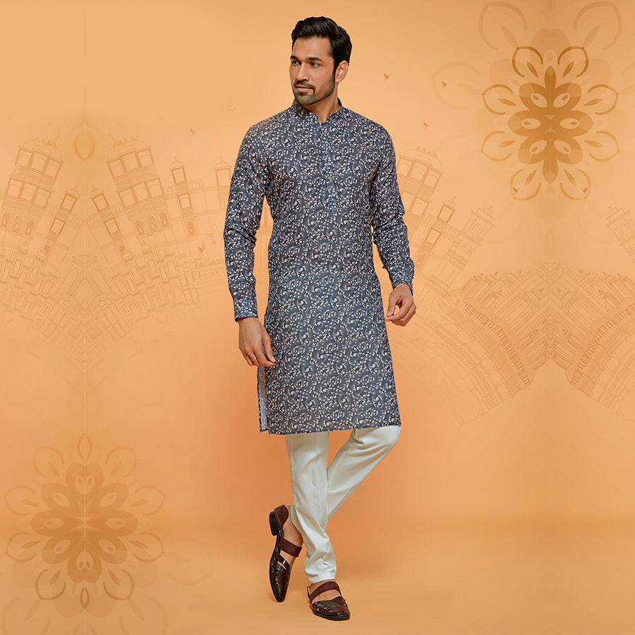 Exquisite Abstract Printed Grey Kurta