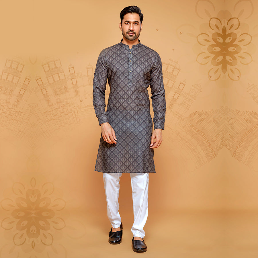 Diagonal Printed Brown Hue Kurta