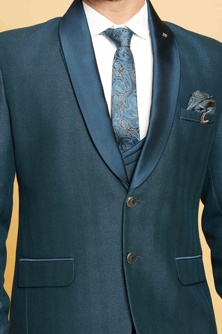 Turquoise Green Shimmery Blazer Set