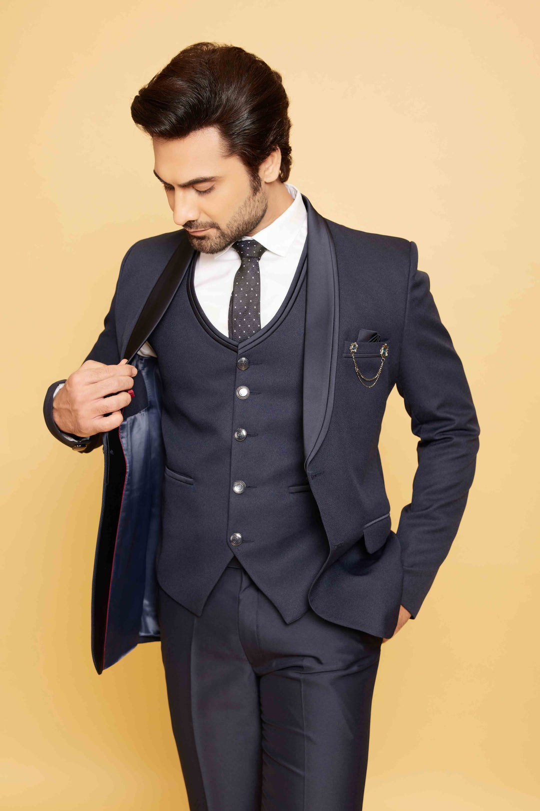 Plain Midnight Blue Blazer Set