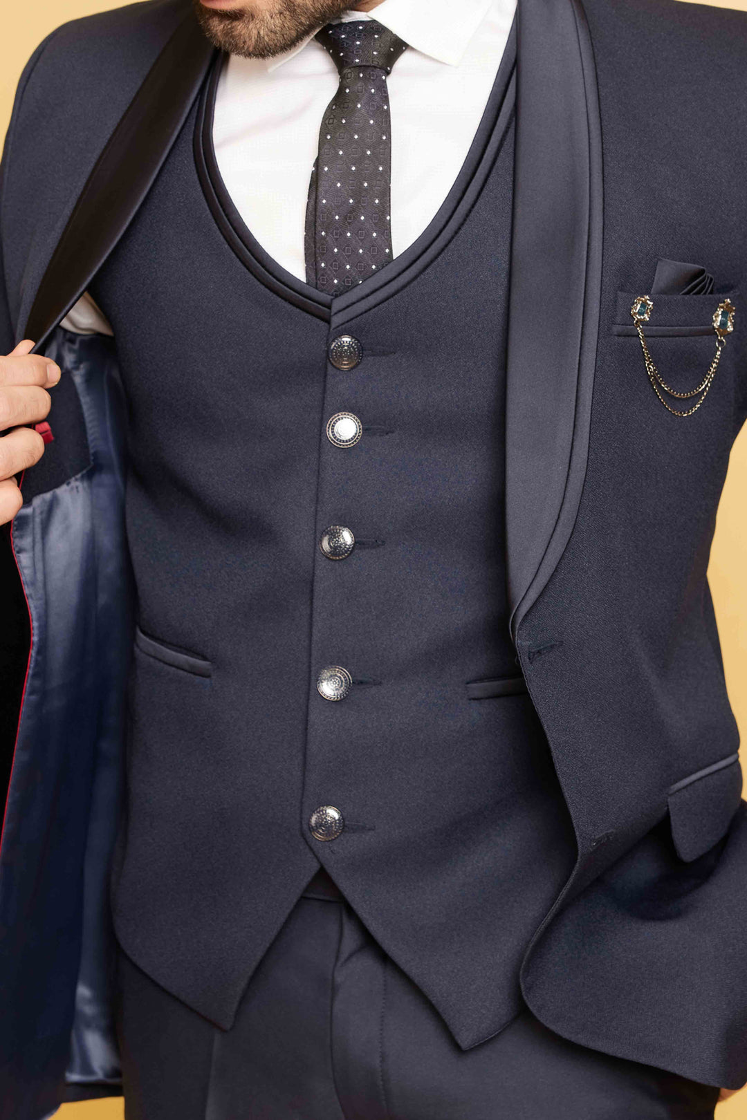 Plain Midnight Blue Blazer Set