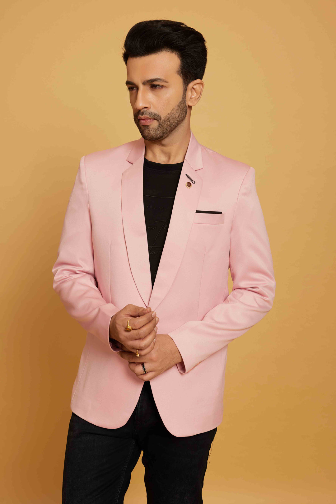 Blush Pink Plain Blazer Jacket for Men - Main Image