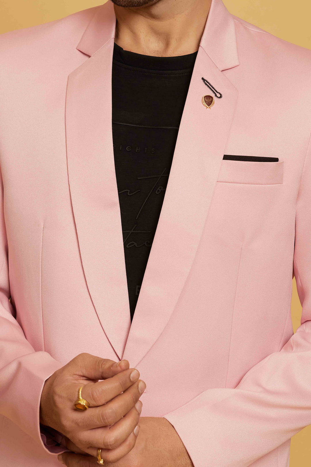 Blush Pink Plain Blazer Jacket for Men