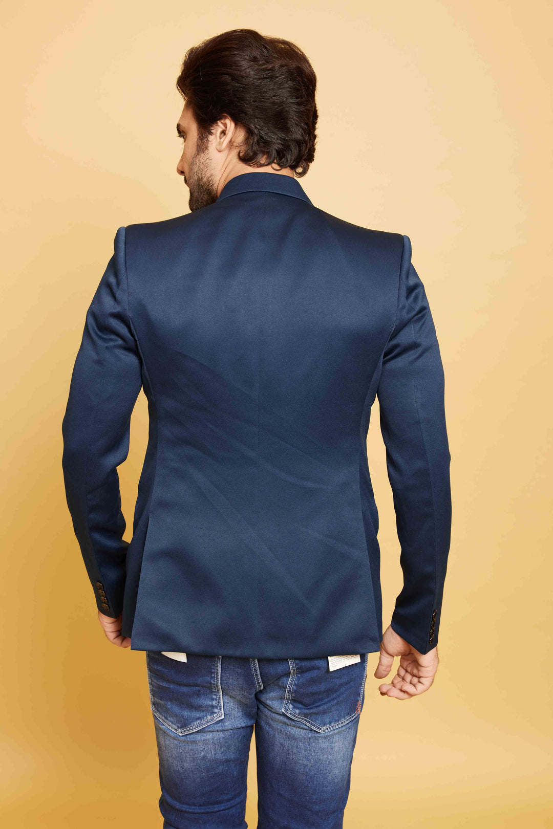 Blue Blazer Jacket with Pocket Pattern