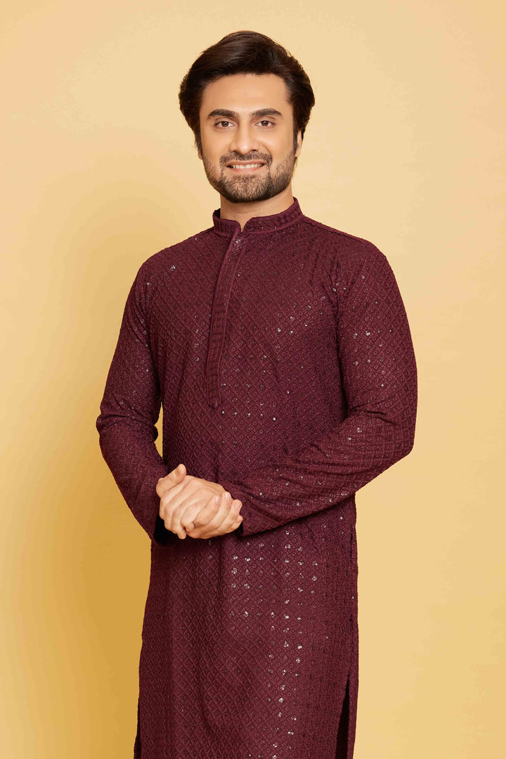 Wine Radiance Elegant Kurta Set