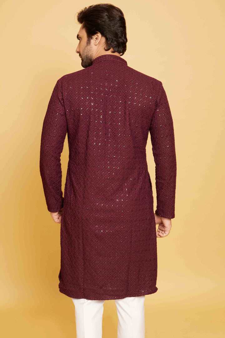 Wine Radiance Elegant Kurta Set