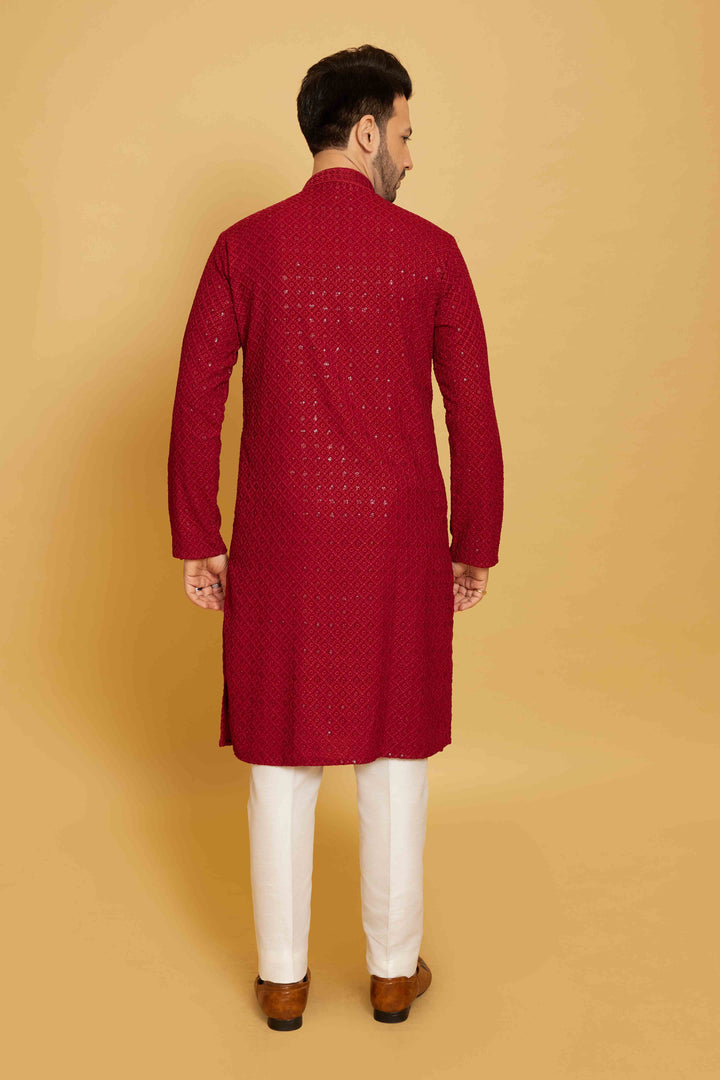 Radiant Red Silk Salwar Kurta Set