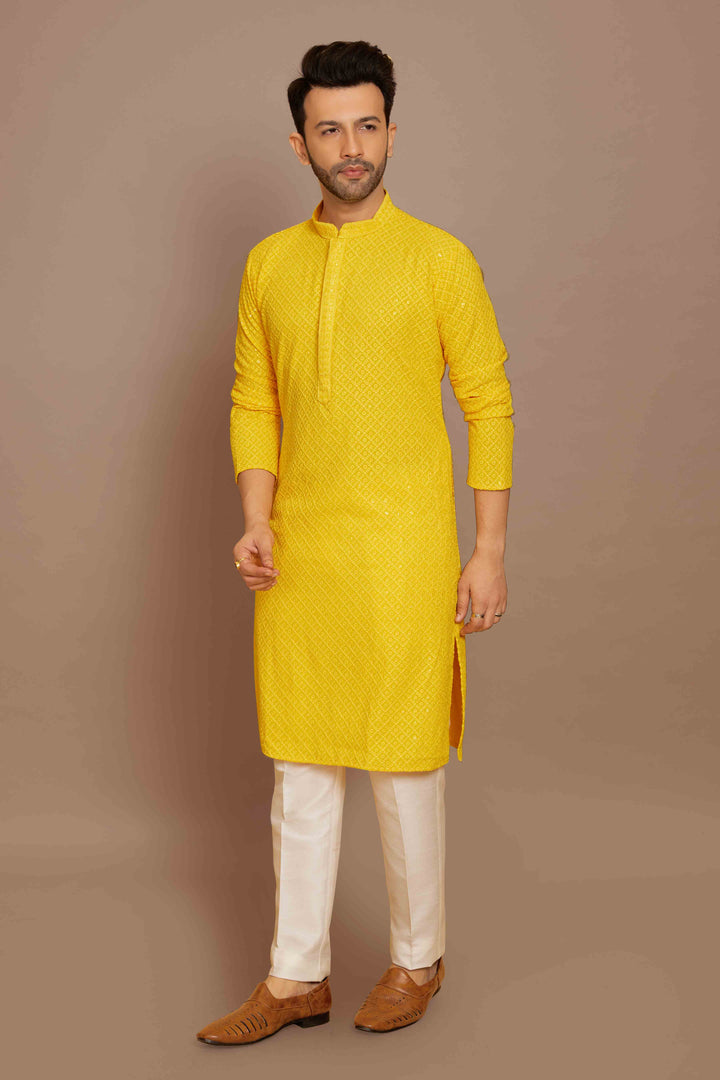 Sunny Yellow Sequin Sparkle Kurta